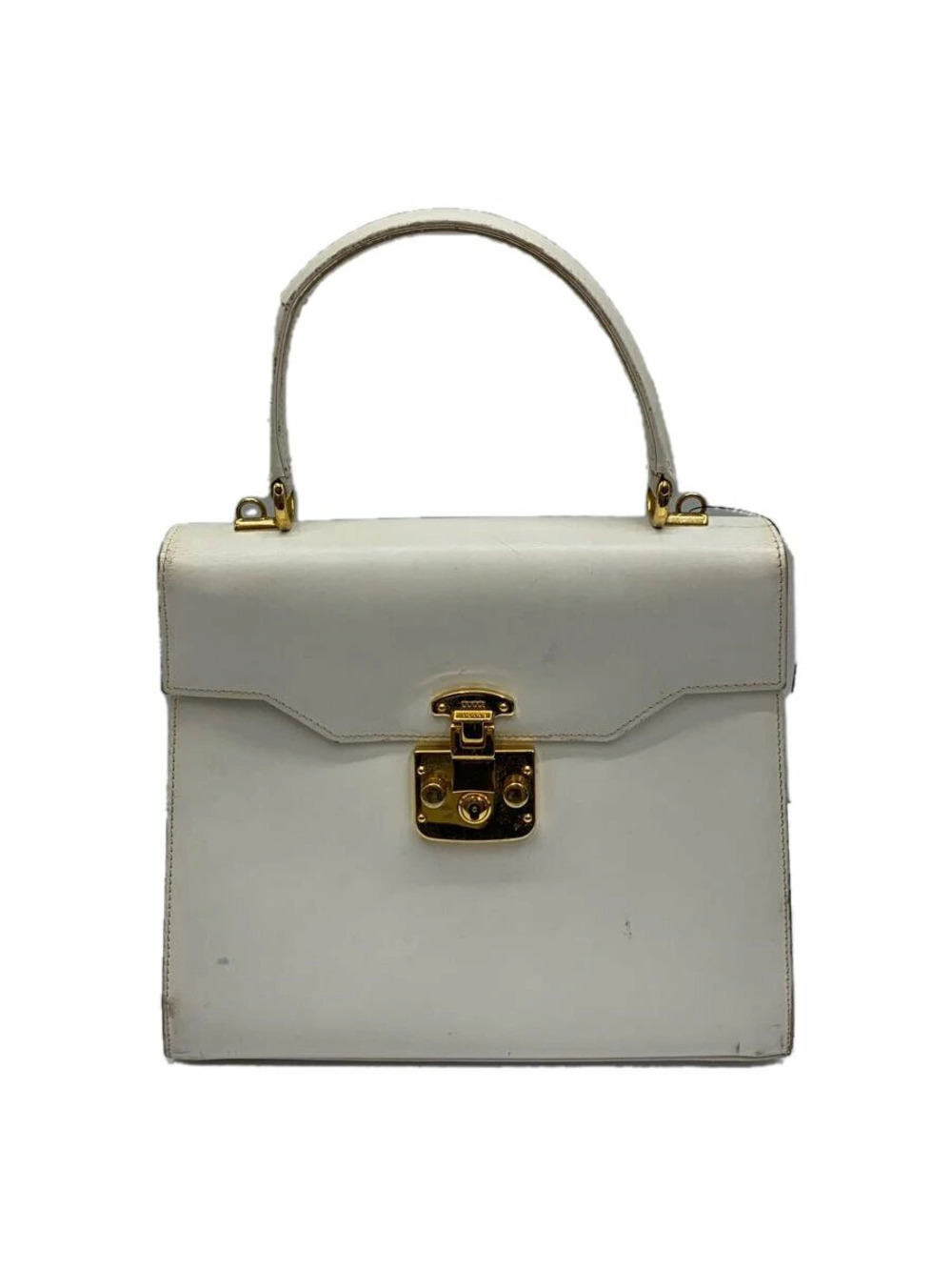 Gucci white leather Lady Lock top handle bag